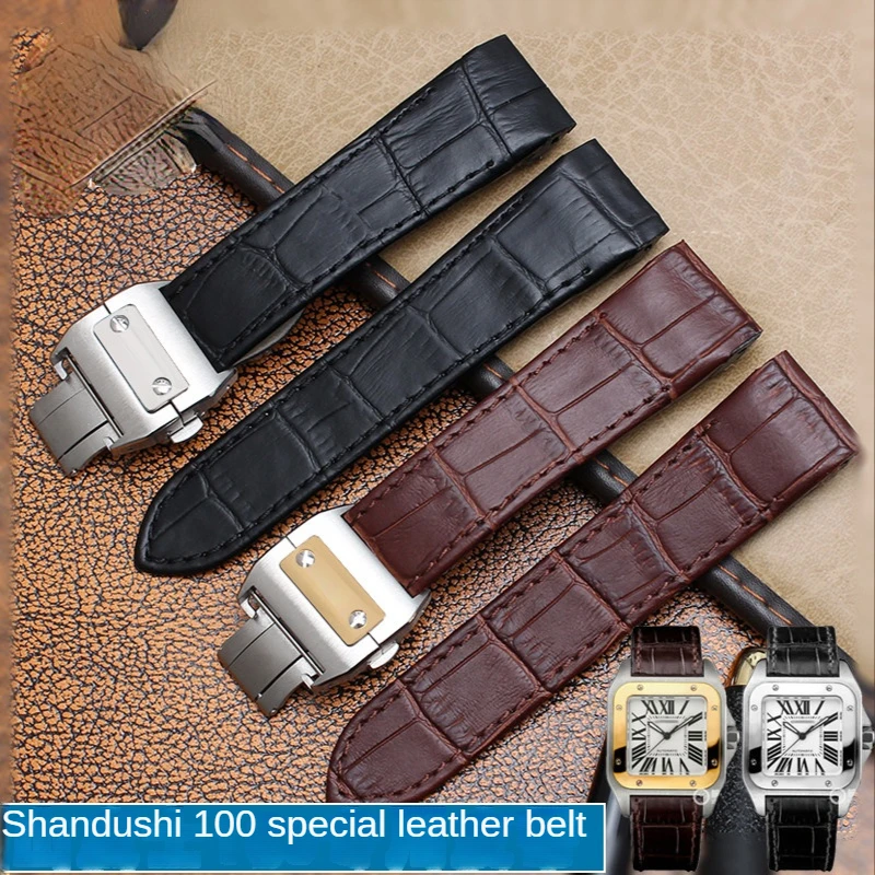 Cartier Watch Santos - Bracelet de montre en cuir véritable