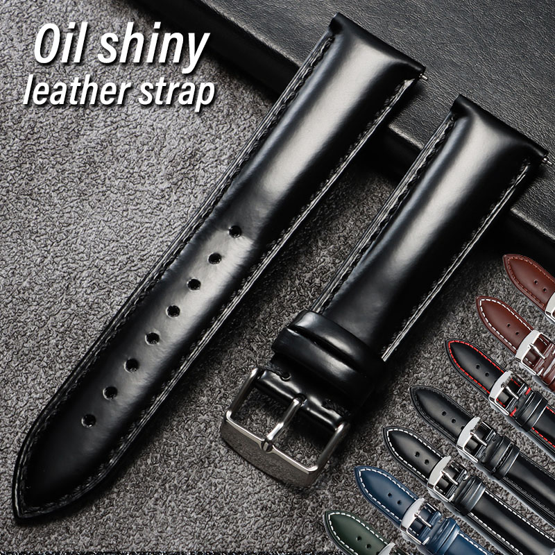 Leather Strap Quick Release - Bracelet en cuir véritable brillant huilé